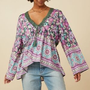 Hayden Purple & Teal Floral Boho Tunic